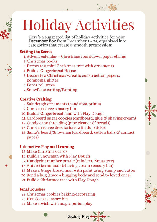 Holiday Activity  List (Free Printable)